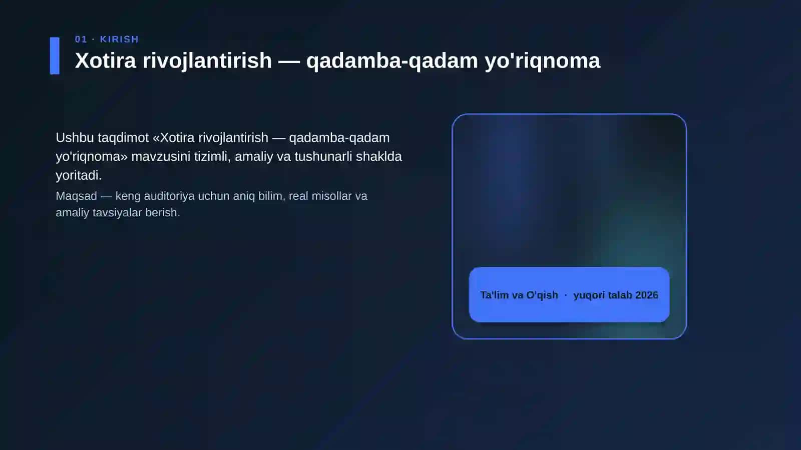 Xotira rivojlantirish — qadamba-qadam yo'riqnoma 4