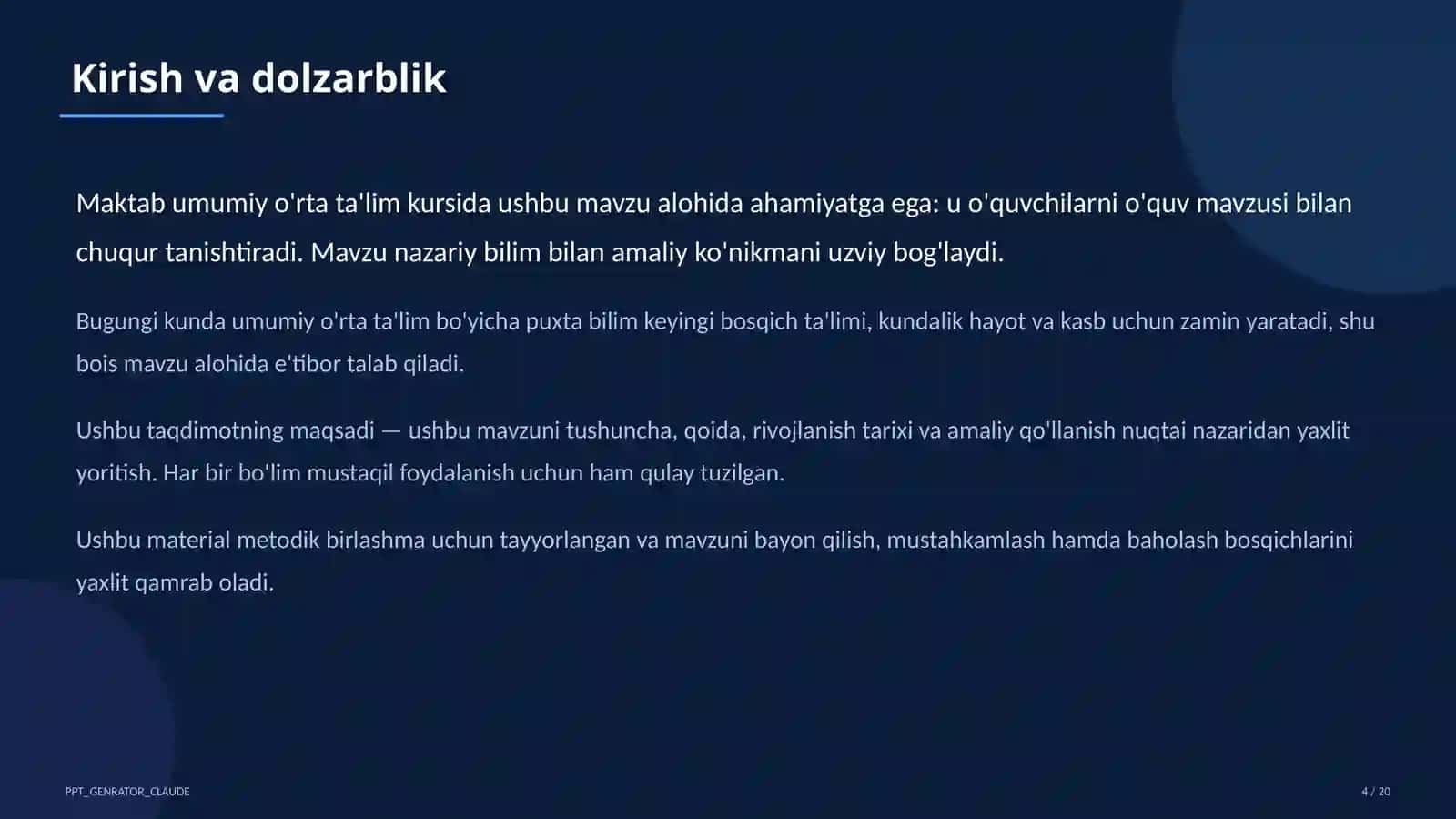 Dolzarb mavzular — maktab va o'qituvchilar 4