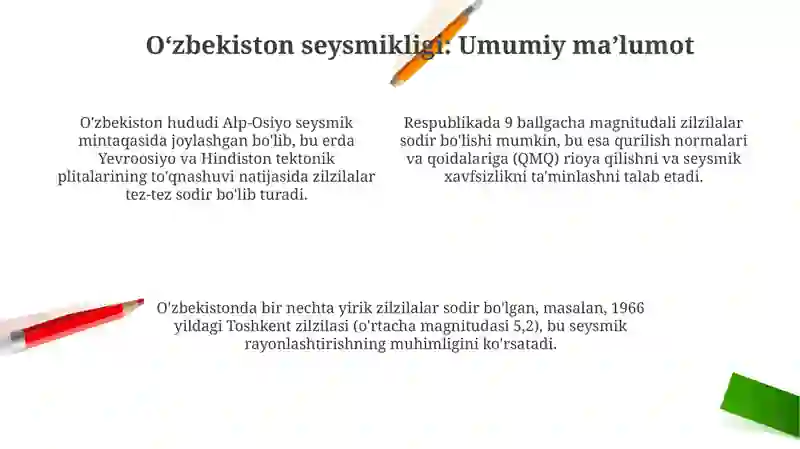O'zbekiston seysmik rayonlashtirish xaritasi bilan ishlash 4