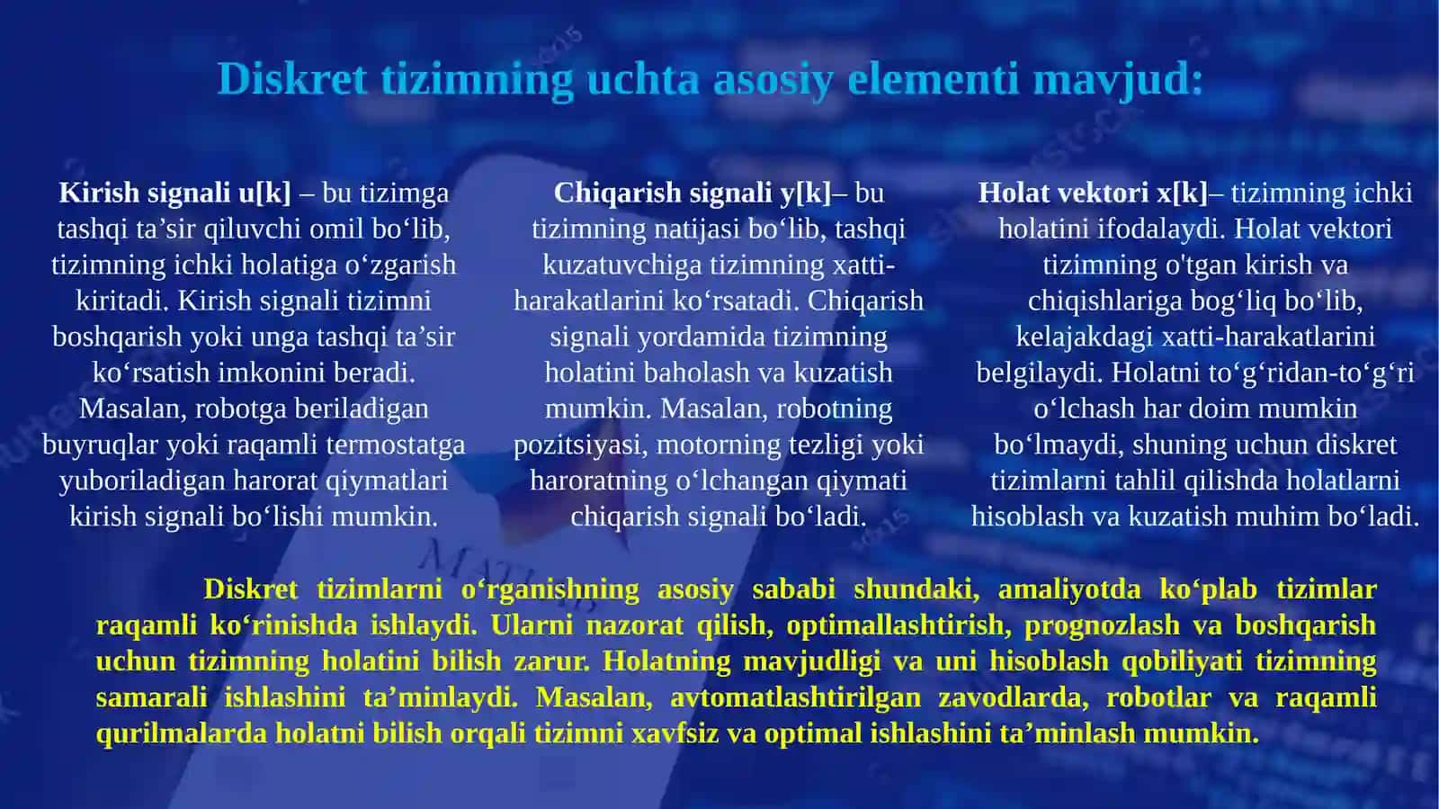 Diskret tizimlar kuzatilishi 4