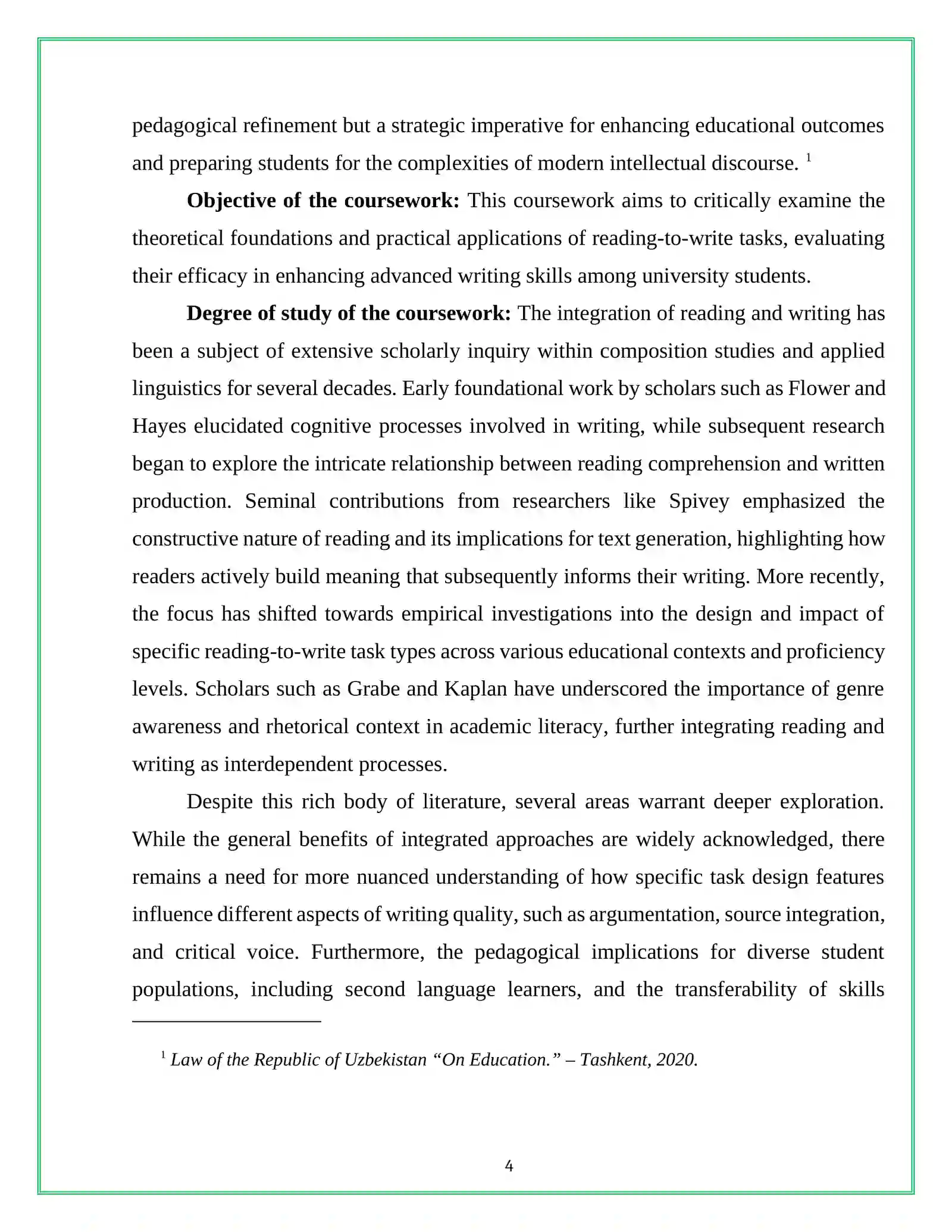 READING-TO-WRITE TASKS: ENHANCING WRITING SKILLS THROUGH INTEGRATED READING ACTIVITIES 4
