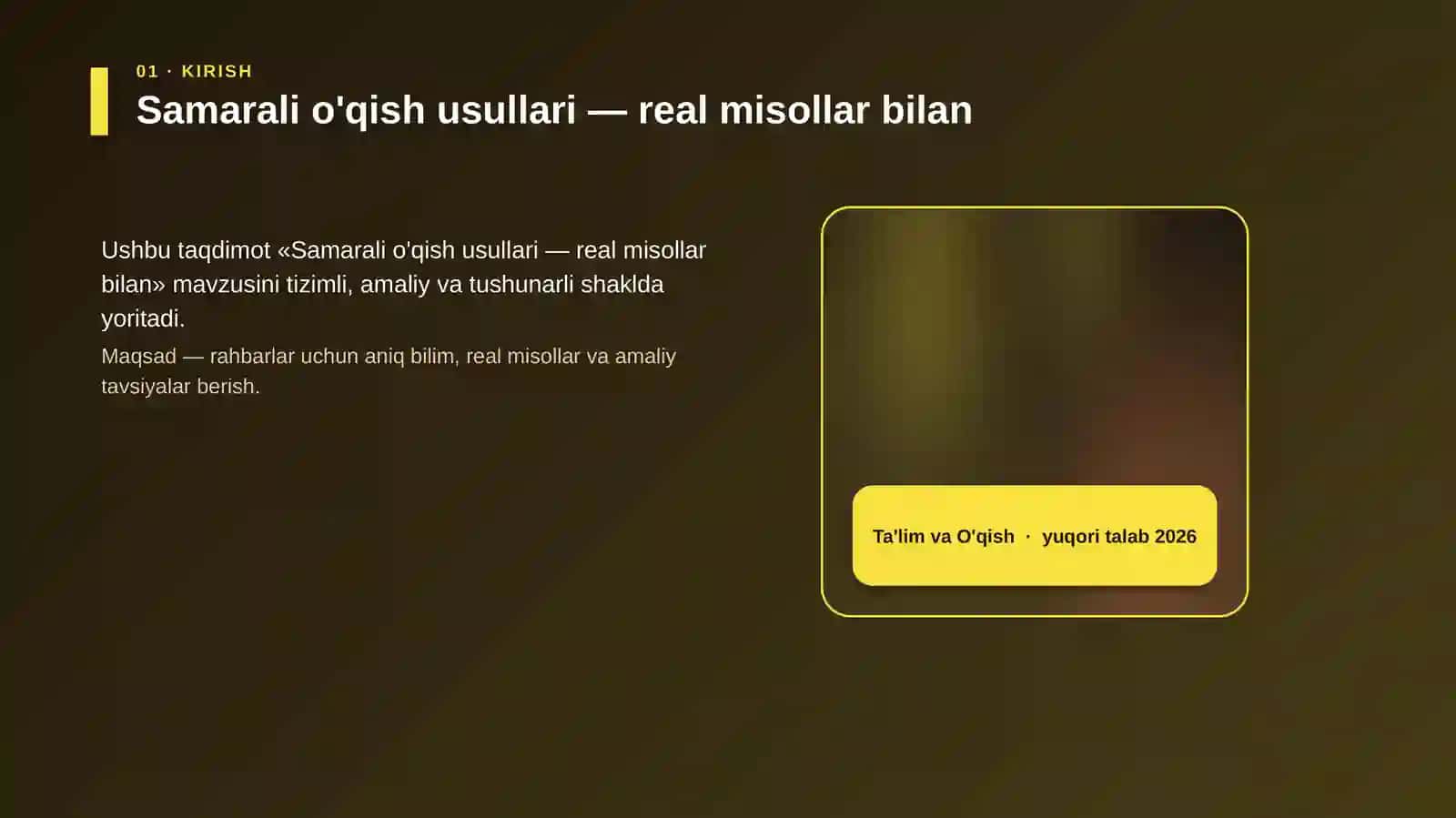 Samarali o'qish usullari — real misollar bilan 4