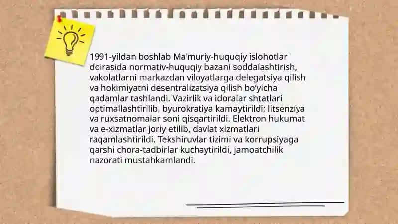 Mustaqillik yillarida davlat boshqaruvi tizimida amalga oshirilgan islohotlar 4