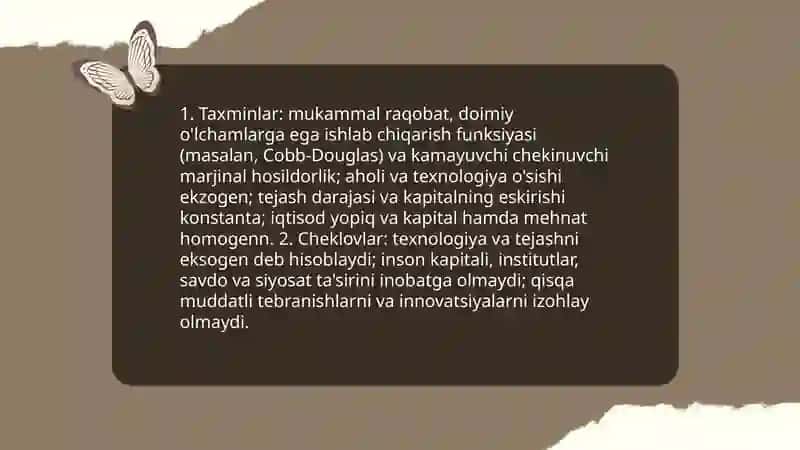 R. Solouni neoklassik iqtisodiy o'sish modeli 4