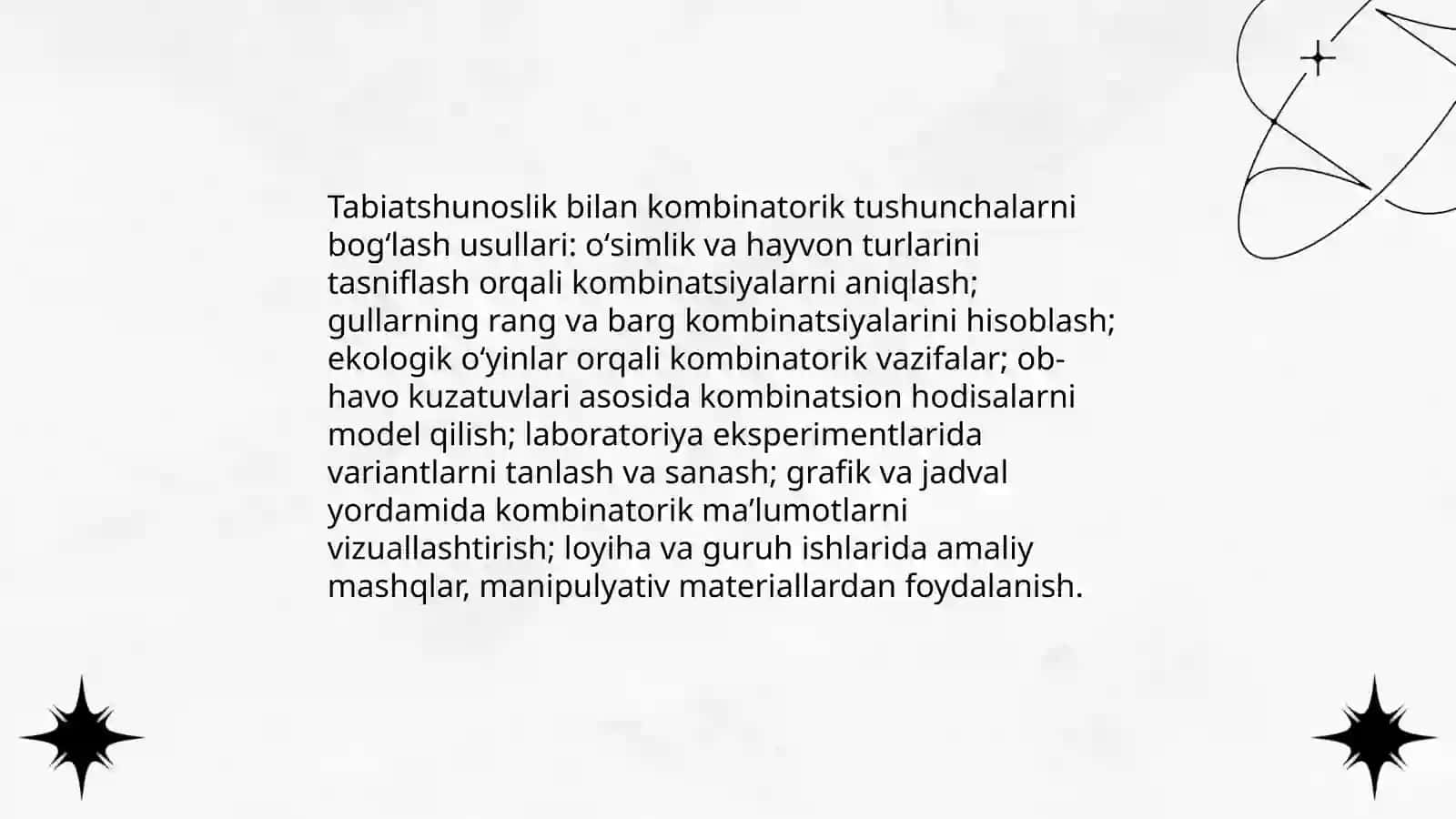 Kombinatorika elementlarida boshlang'ich ta'lim fanlari integratsiyasi 4
