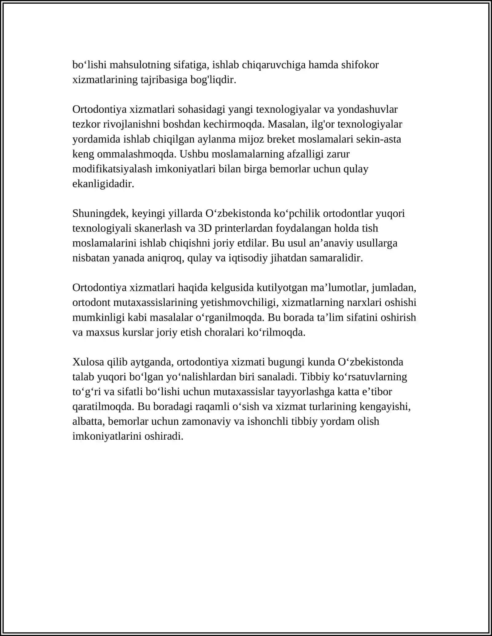 MDH DAVLATLARIDA STOMATOLOGIK XIZMATNING QAYSI TURLARI RIVOJLANGANLIGINI QIYOSIY BAHOLASH 4
