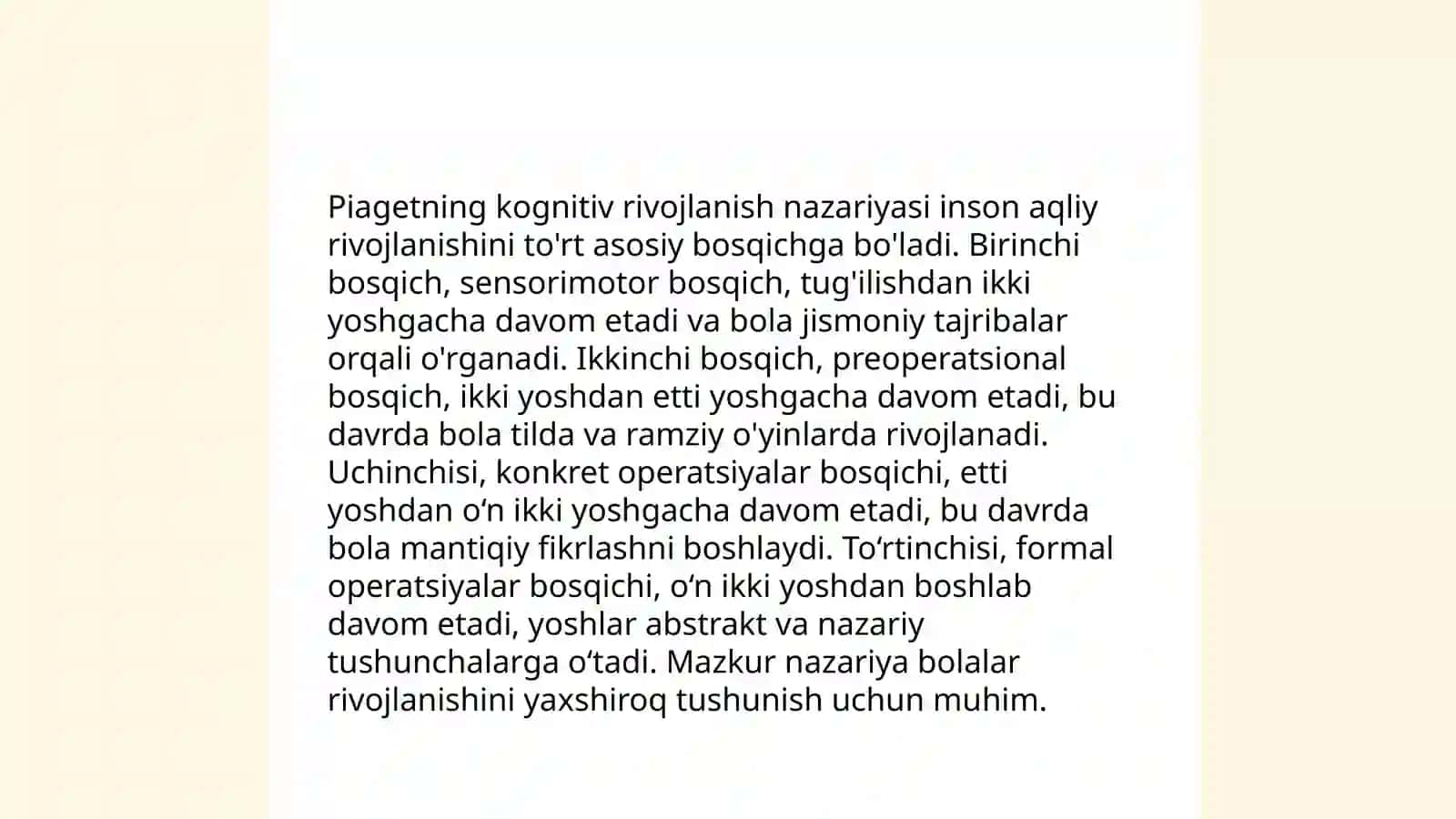 Psixik rivojlanish nazariyalari va yosh davrlari bosqichlari 4