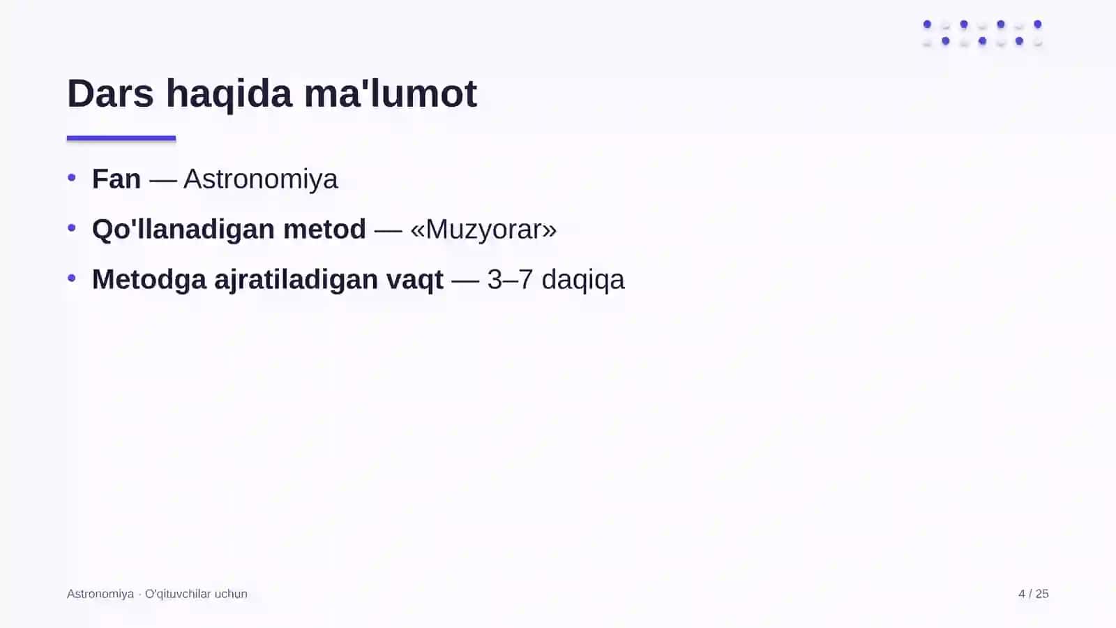 astronomiya darslarida muzyorar metodidan foydalanish 6180 4