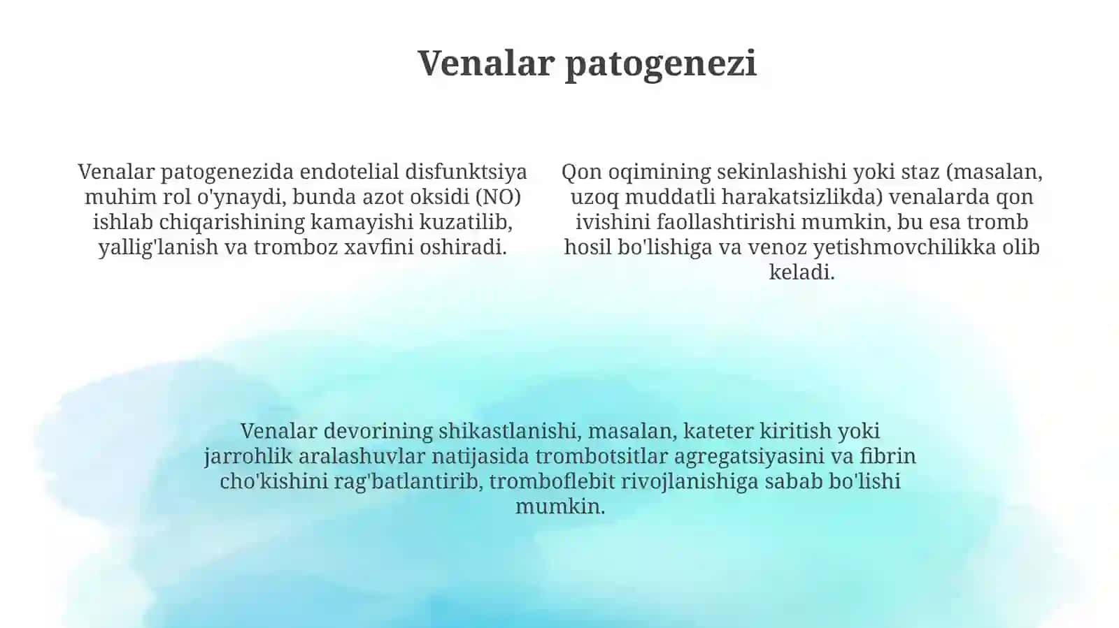 Vena va limfa tomirlari patologiyasi.Tomirlar aralashuvidagi patologiya (intervensiya) 4