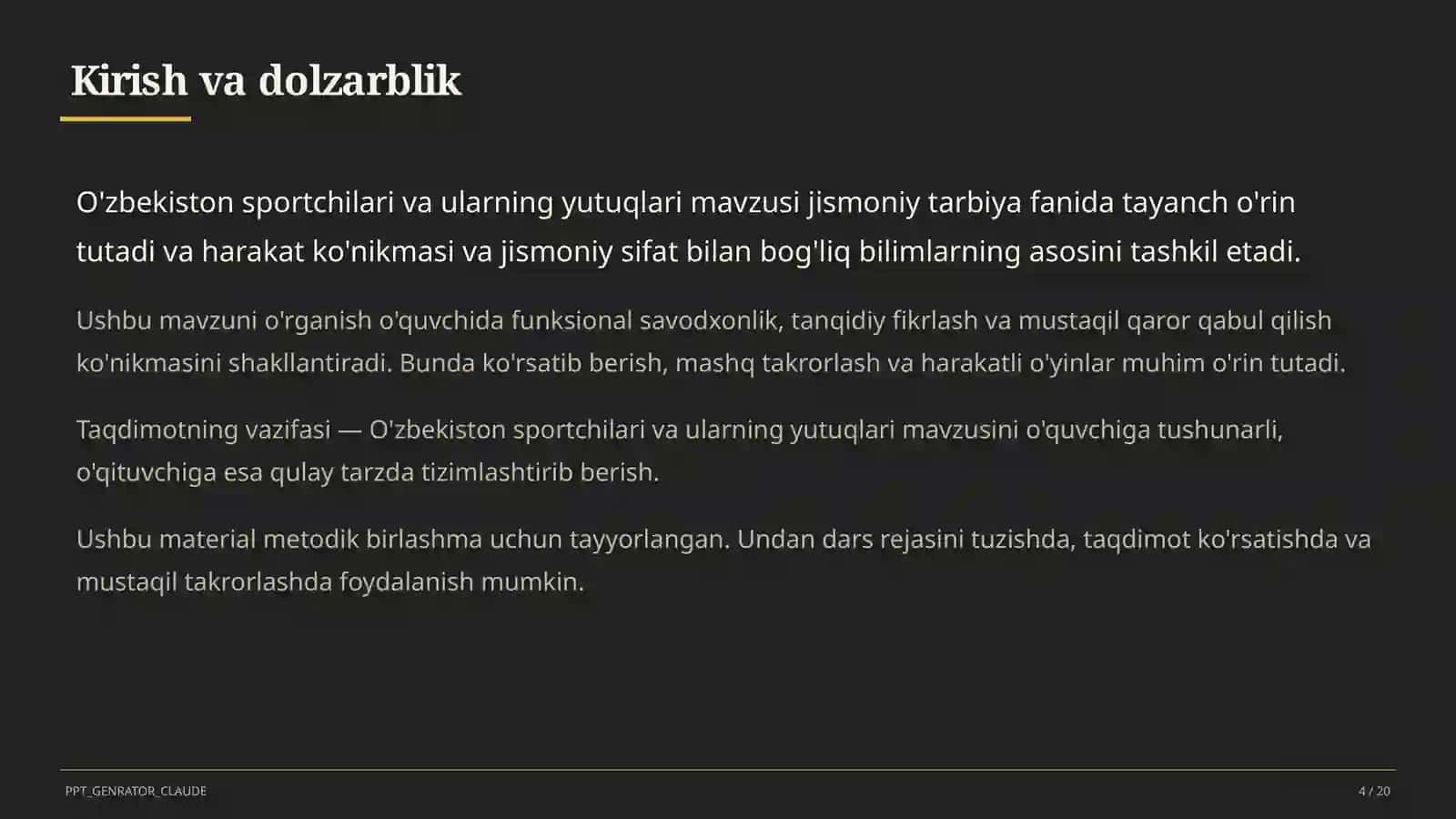 O'zbekiston sportchilari va ularning yutuqlari (11-sinf) 4
