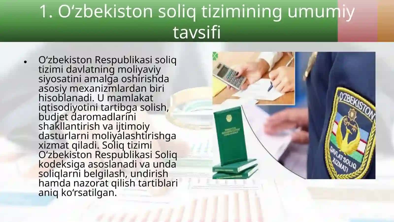 O'zbekiston soliq tizimida amalda boʻlgan soliqlar va yigʻimlar tavsif 4