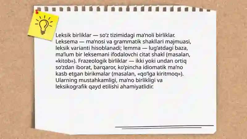 Leksikologiya.Leksik ma'no turlari.Leksikografiya.Ilmiy lug‘at tarkibi.Morfologiya.Morfemika So‘z yasalishi 4