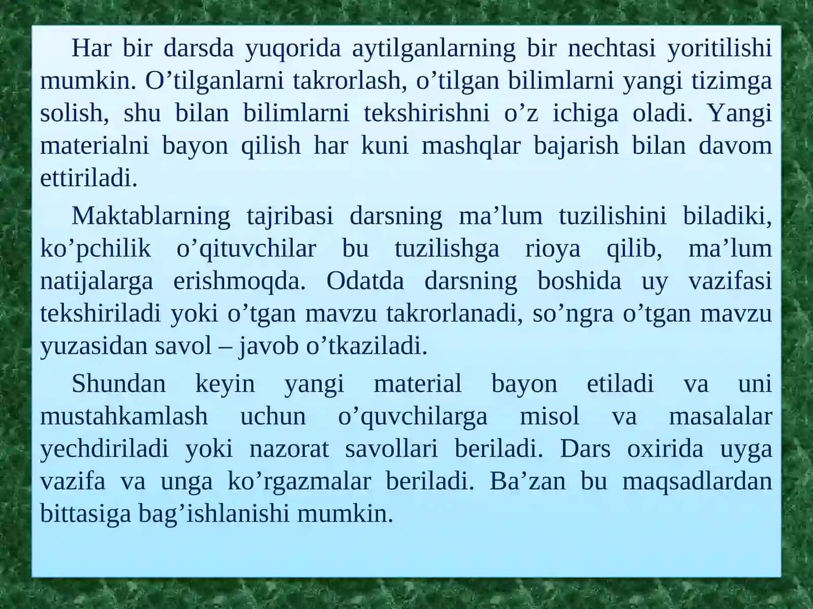 Boshlang’ich sihmatematikadarslarining tuzilishi va darstizimi 4