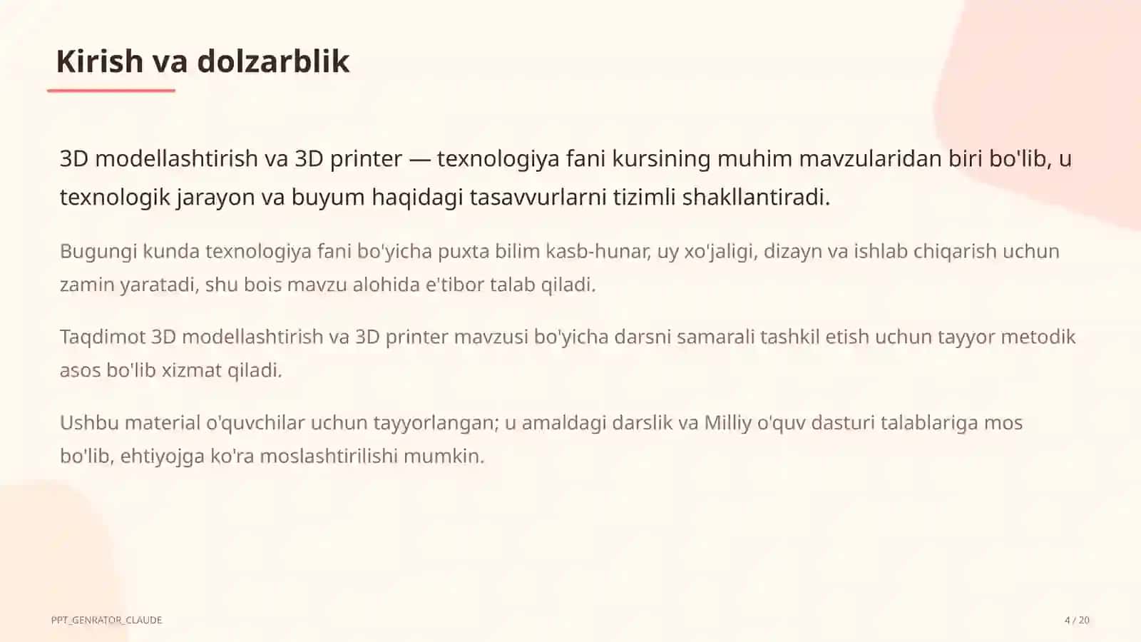 3D modellashtirish va 3D printer (10-sinf) 2