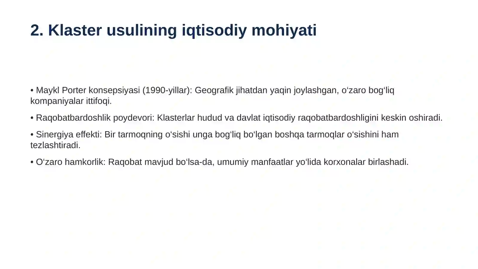 Klaster usulining o‘ziga xos xususiyatlari 4