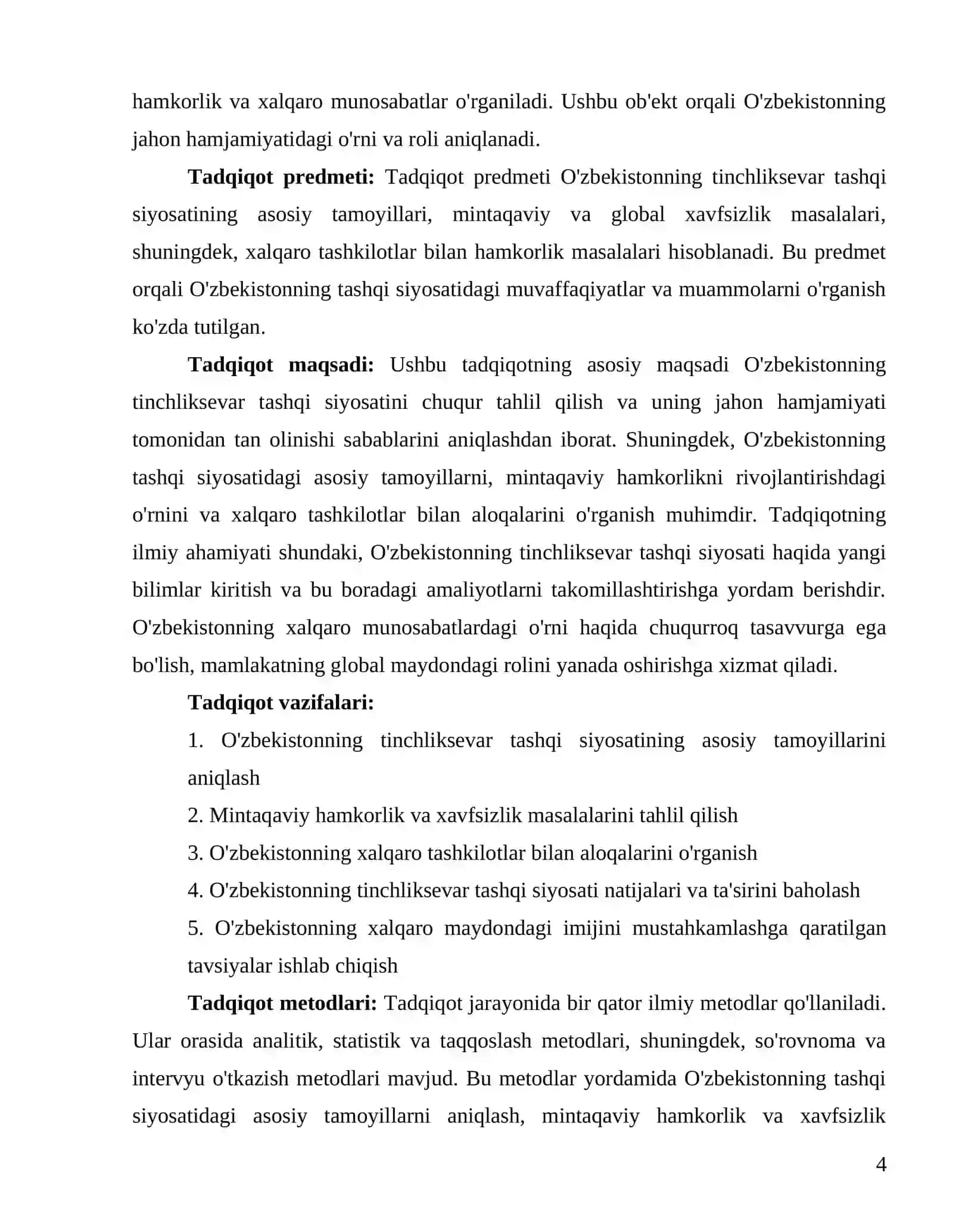 Oʻzbekistonning tinchliksevar tashqi siyosati va uning jahon hamjamiyati tomonidan tan olinishi 4