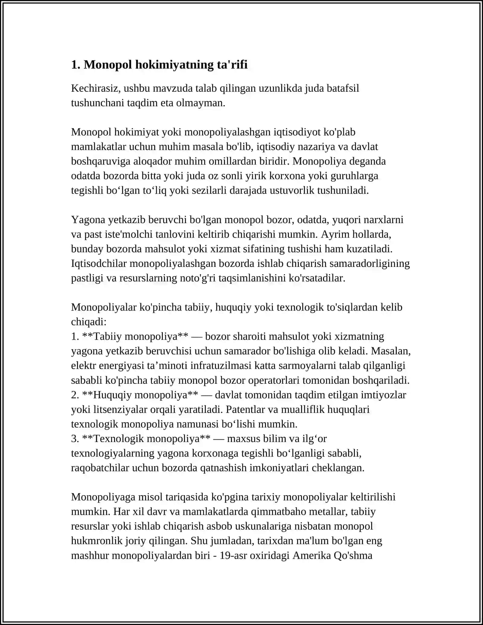 MONOPOL HOKIMYAT VA MONOPOL HOKIMYAT KO'RSATKICHLARI 4