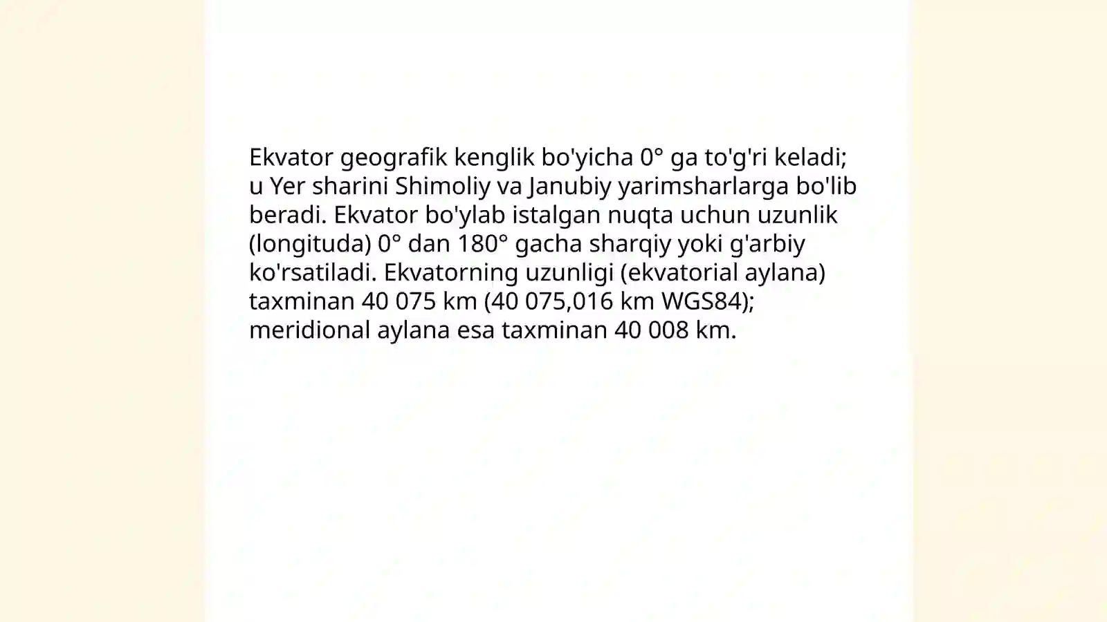 Ekvatorning xususiyatlari 4