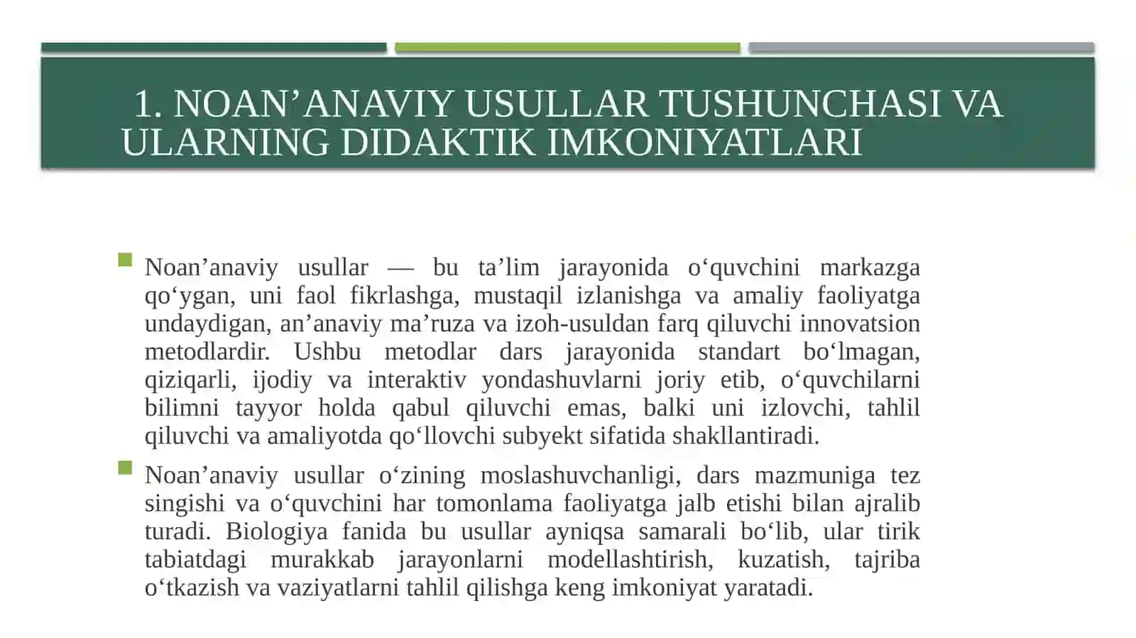 Biologiya fanini o‘qitishning noan’anaviy usullarini o‘rganash metodologiyasi 4