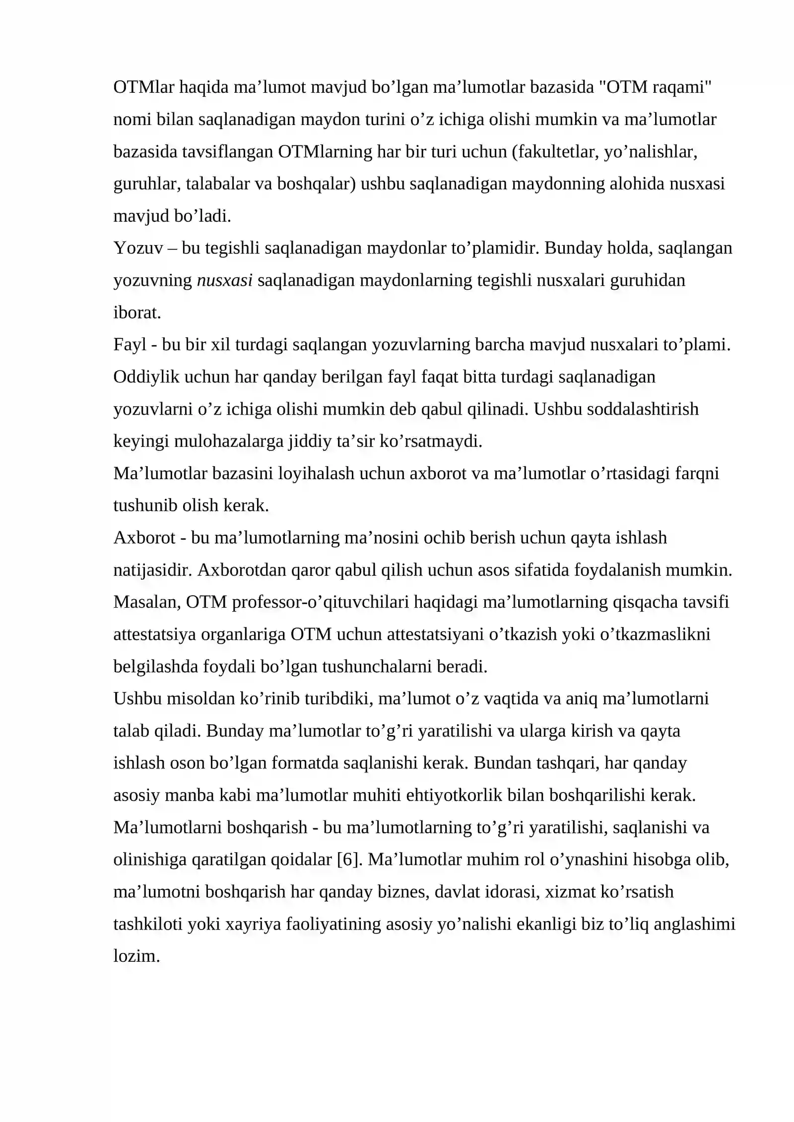 Avtomobillarga texnik xizmat ko'rsatish ma'lumotlar bazasini loyihalash mavzusi 4
