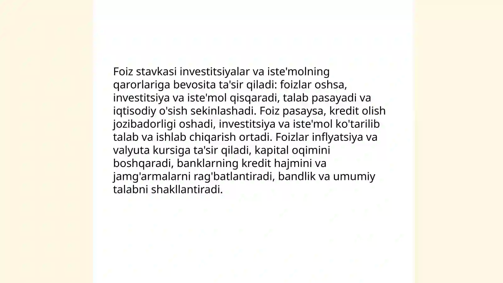 Monetar pul siyosat va foiz stavkasi 4
