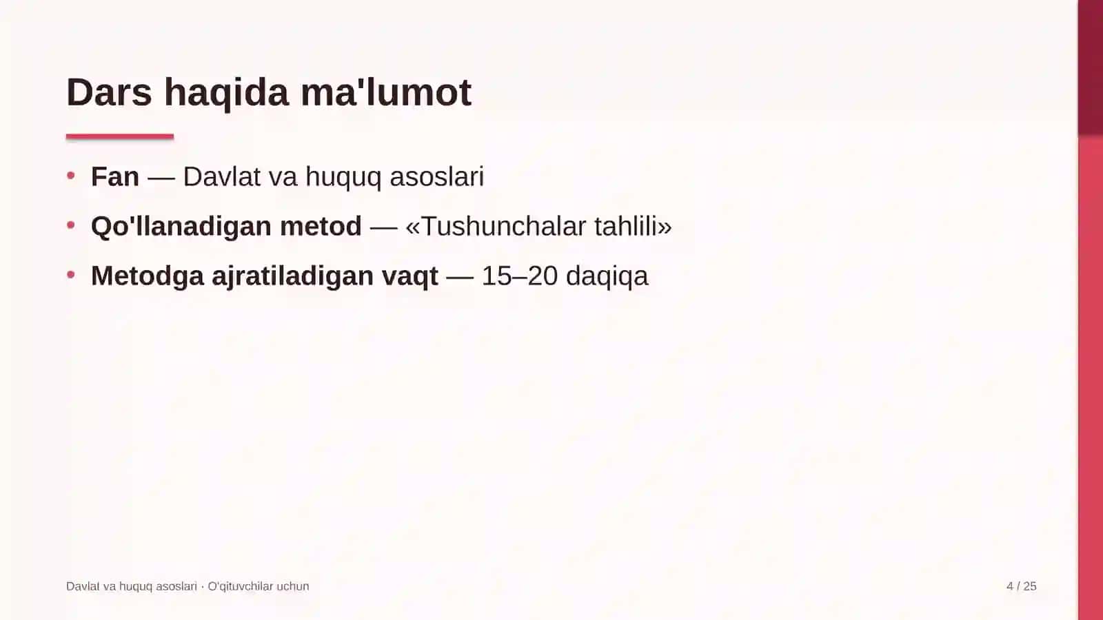 davlat va huquq asoslari darslarida tushunchalar tahlili metodidan foydalanish 7727 4