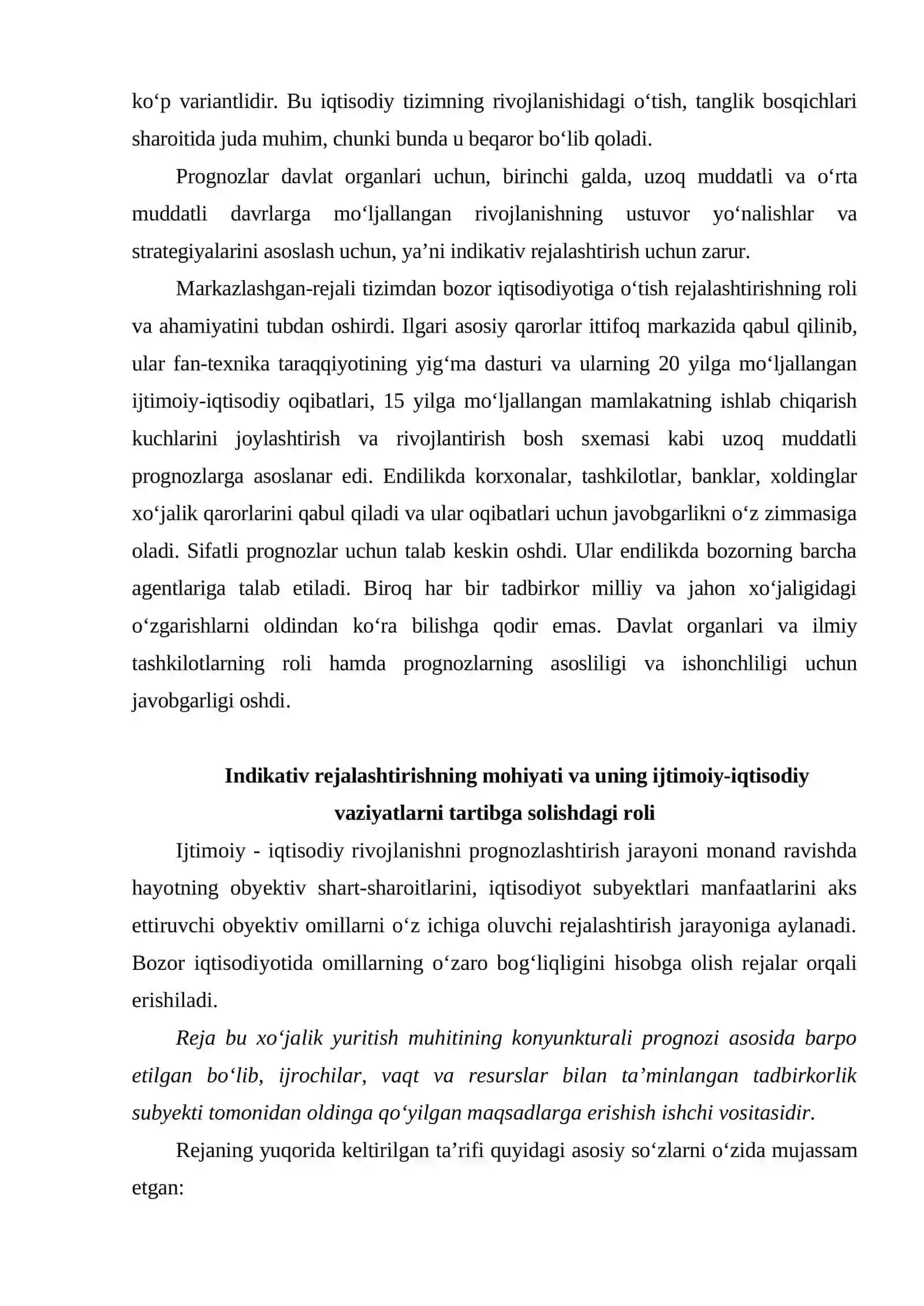 Bozor iqtisodiyotida rejalashtirishning mohiyati va roli 4