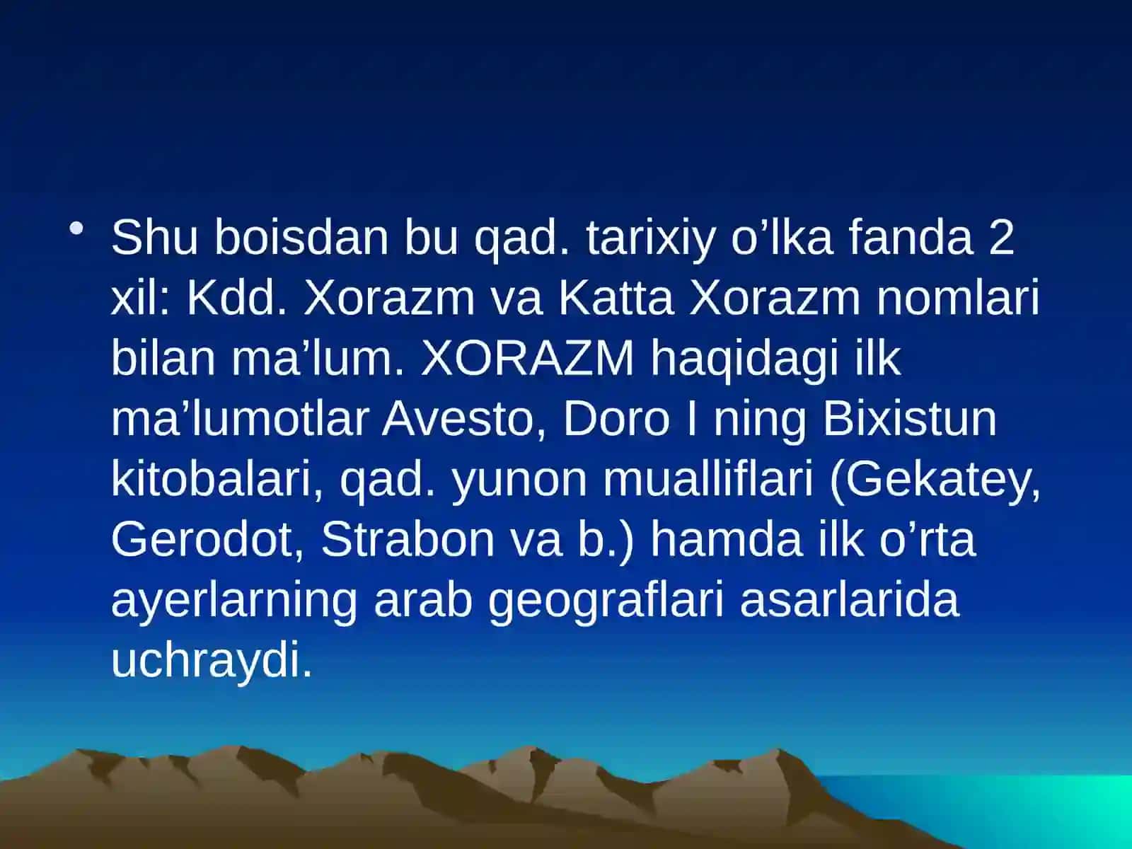Qadimgi Xorazm 6- sinf. 4