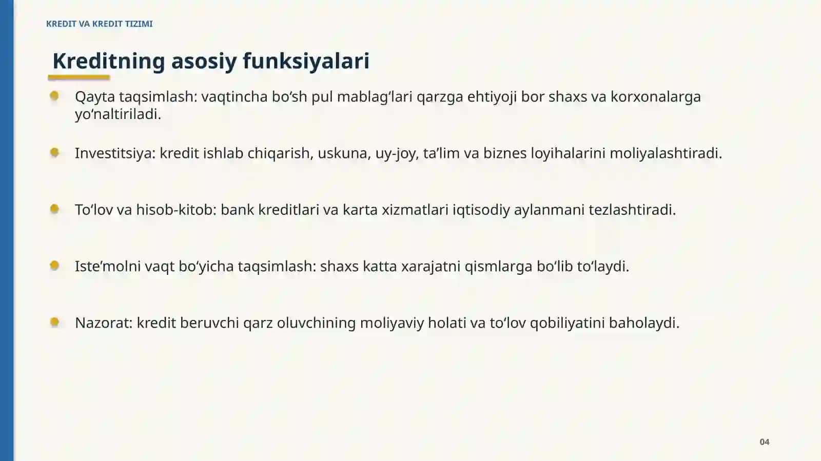 KREDIT VA KREDIT TIZIMI 4