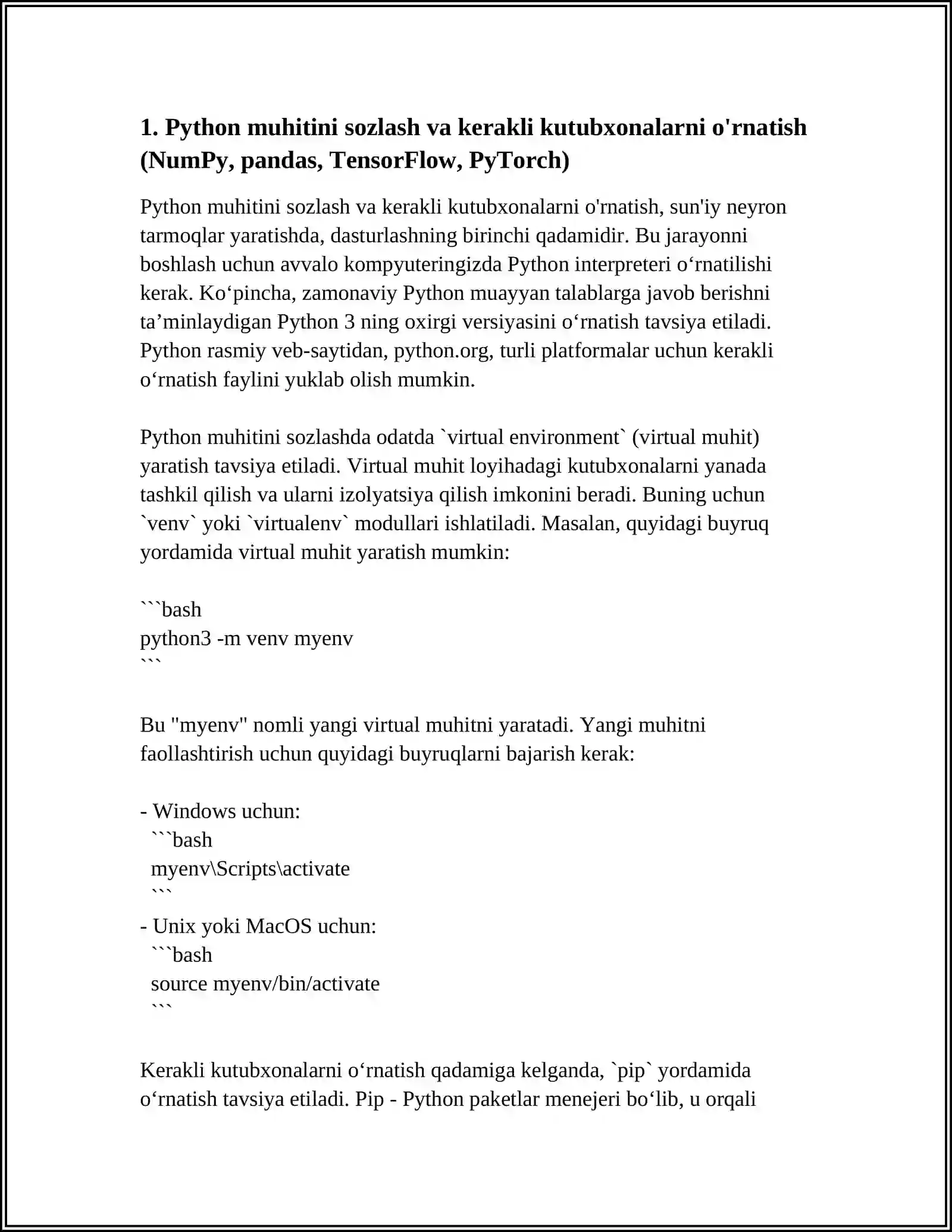PYTHON DASTURLASH TILIDA SUN’IY NEYRON TARMOQ YARATISH 4