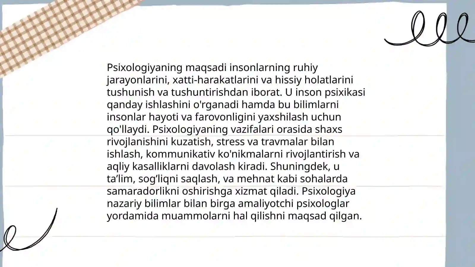 Psixologiya fanining maqsad va vazifalari. Ong haqida tushuncha va uning xossalari 4