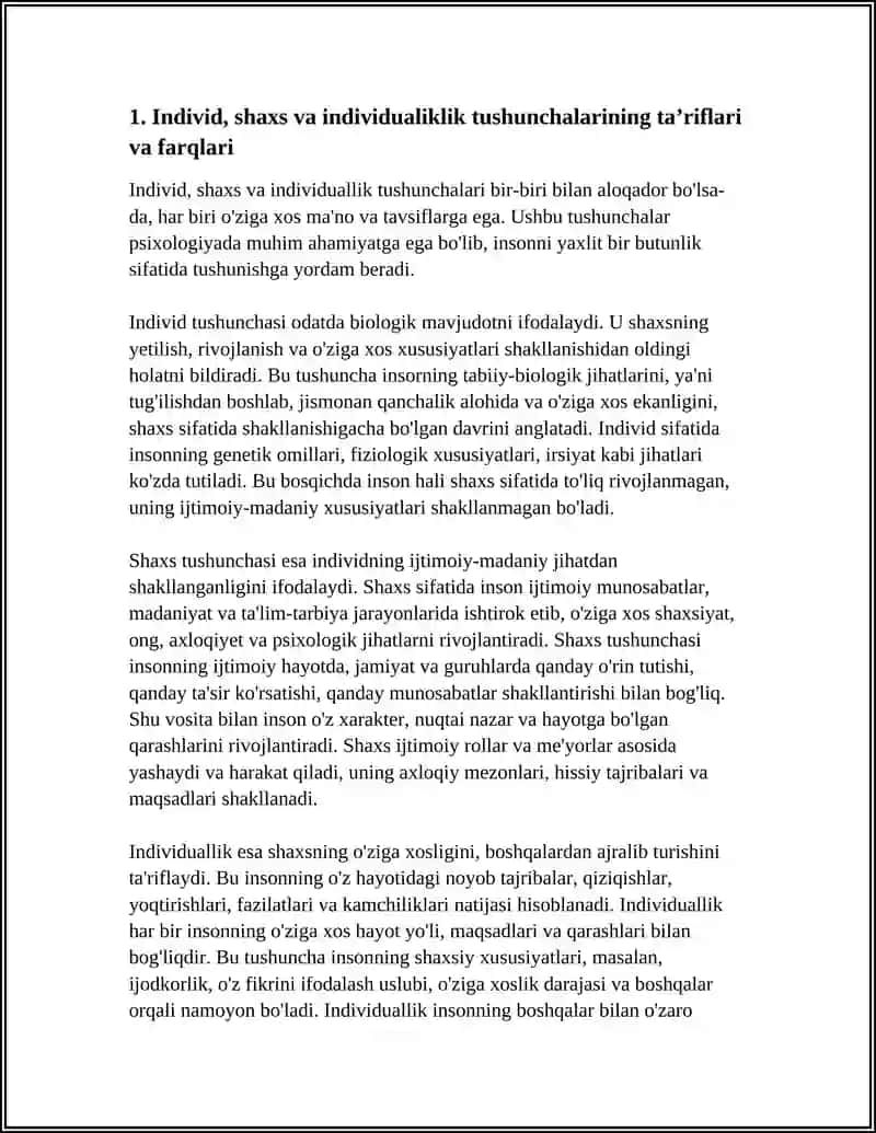 INDIVID, SHAXS VA INDIVIDUALLIK TUSHUNCHALARI 4