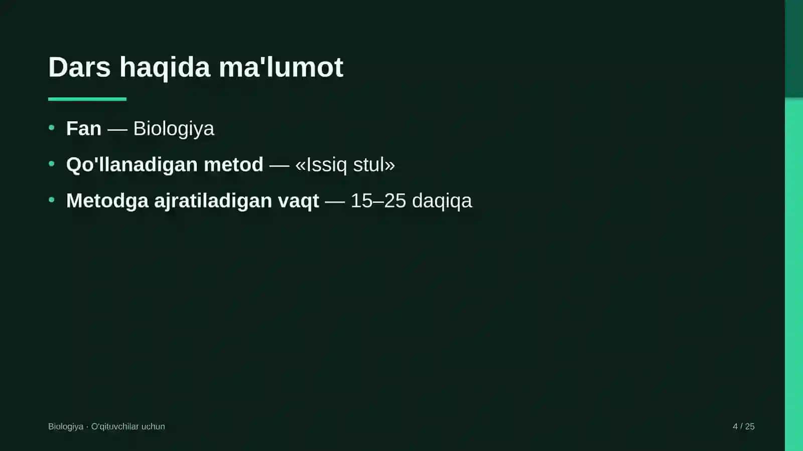 biologiya darslarida issiq stul metodidan foydalanish 8083 4