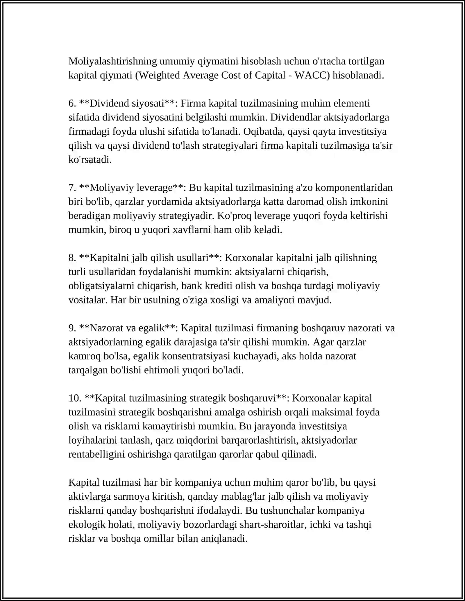 KAPITAL TUZILMASI: NEOKLASSIK NAZARIYALAR VA EMPIRIK MA’LUMOTLAR 4