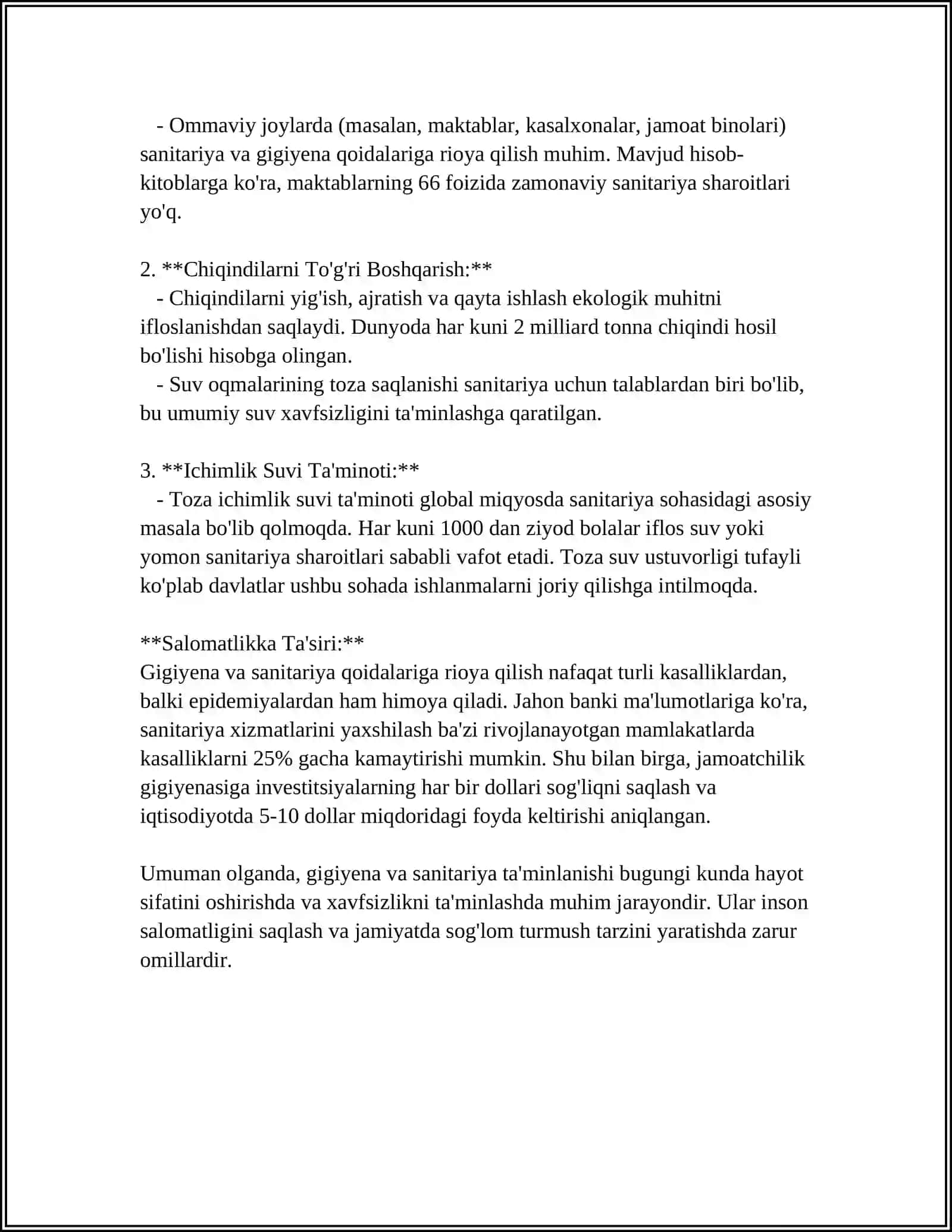 GIGIYENIK MEYORLASHTIRISH VA REGLAMNETLASHTIRISH 4