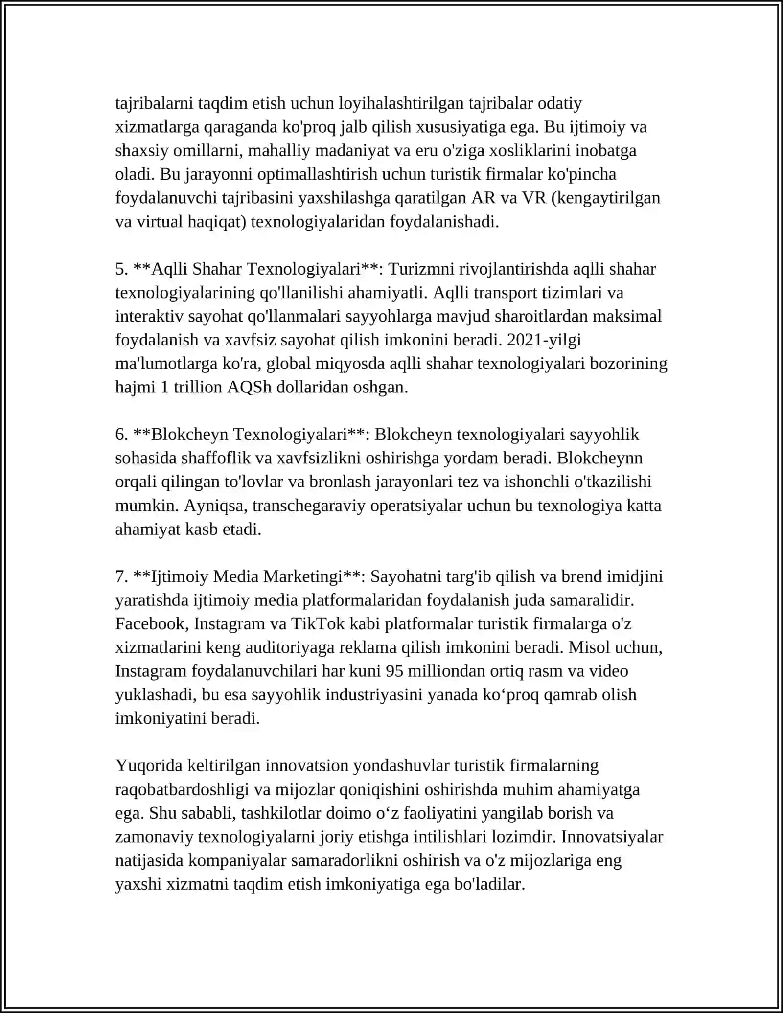 TURISTIK FIRMALARNING INNOVATSION STRATEGIYALARNI ISHLAB CHIQISH YO'LLARI 4