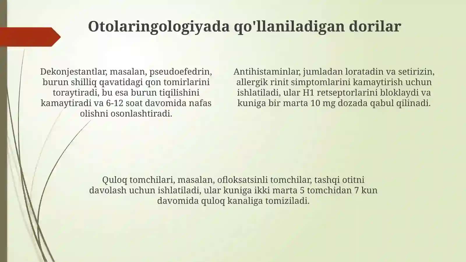 Oftalmologiya va otorinolaringologiyada qoʻllaniladigan preparatlar 4