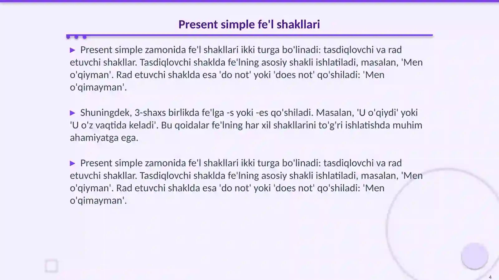 Present simple 4