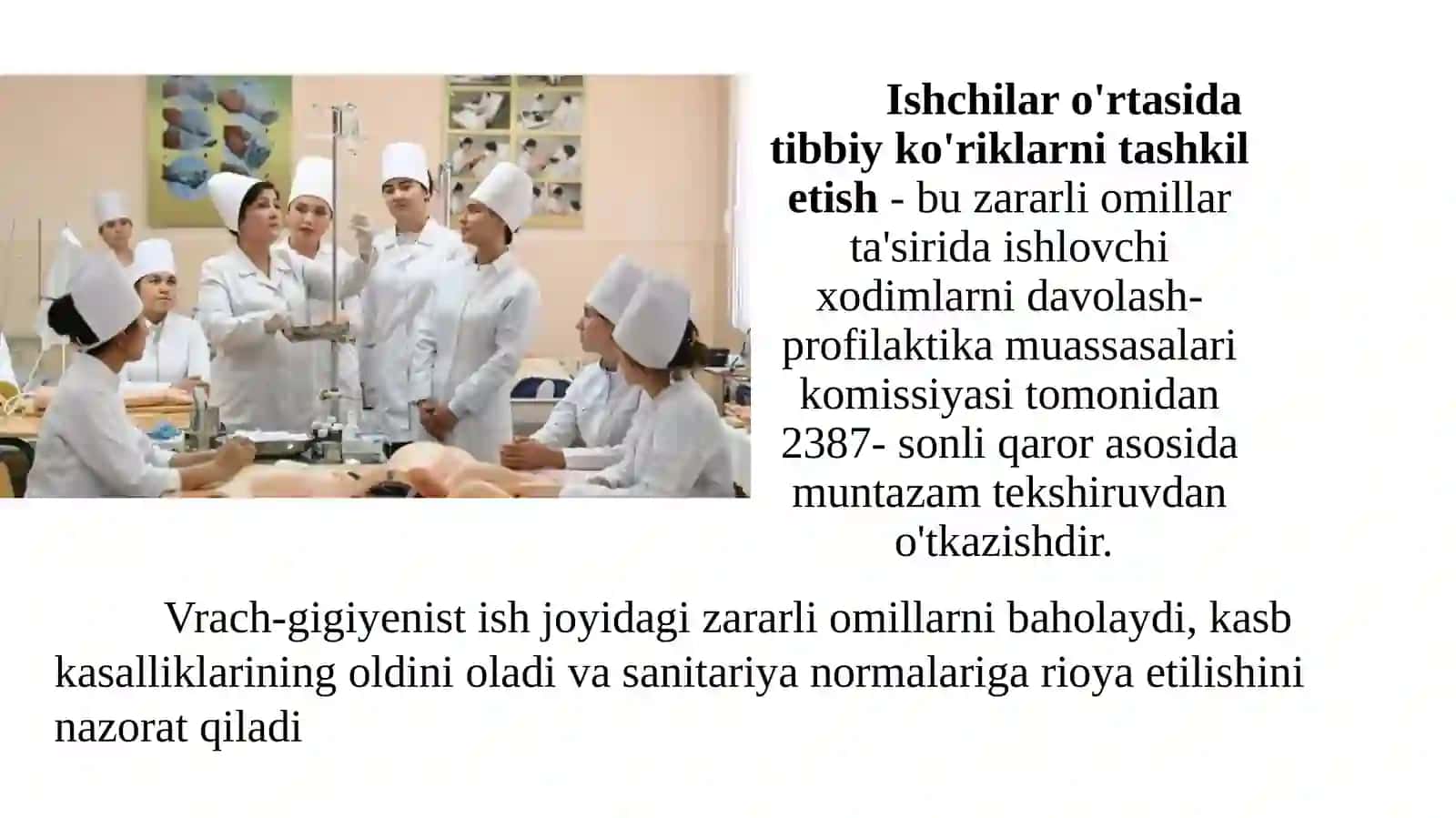 Ishchilar orasida tibbiy ko'riklarni tashkilotish 4