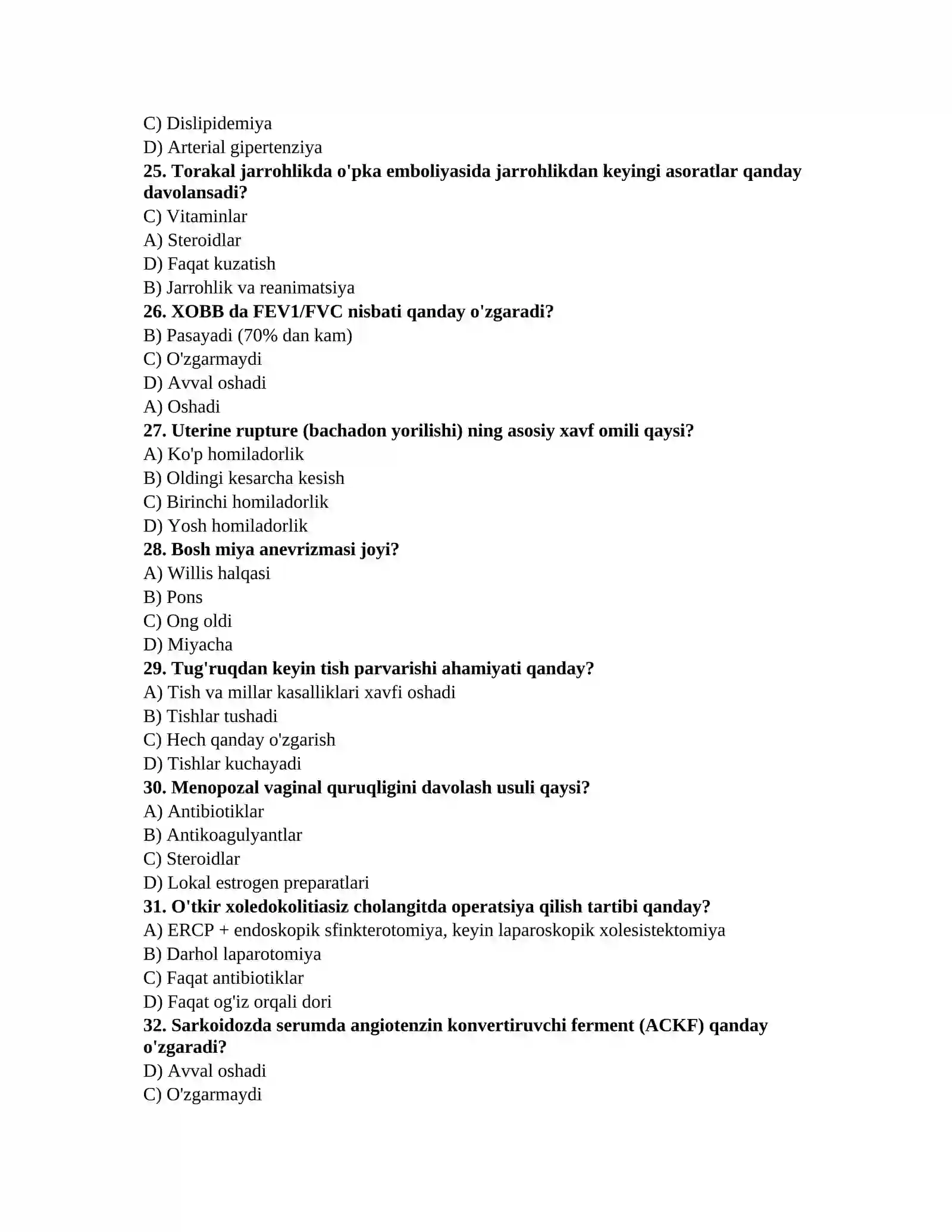 Tibbiyot 200 ta test 4