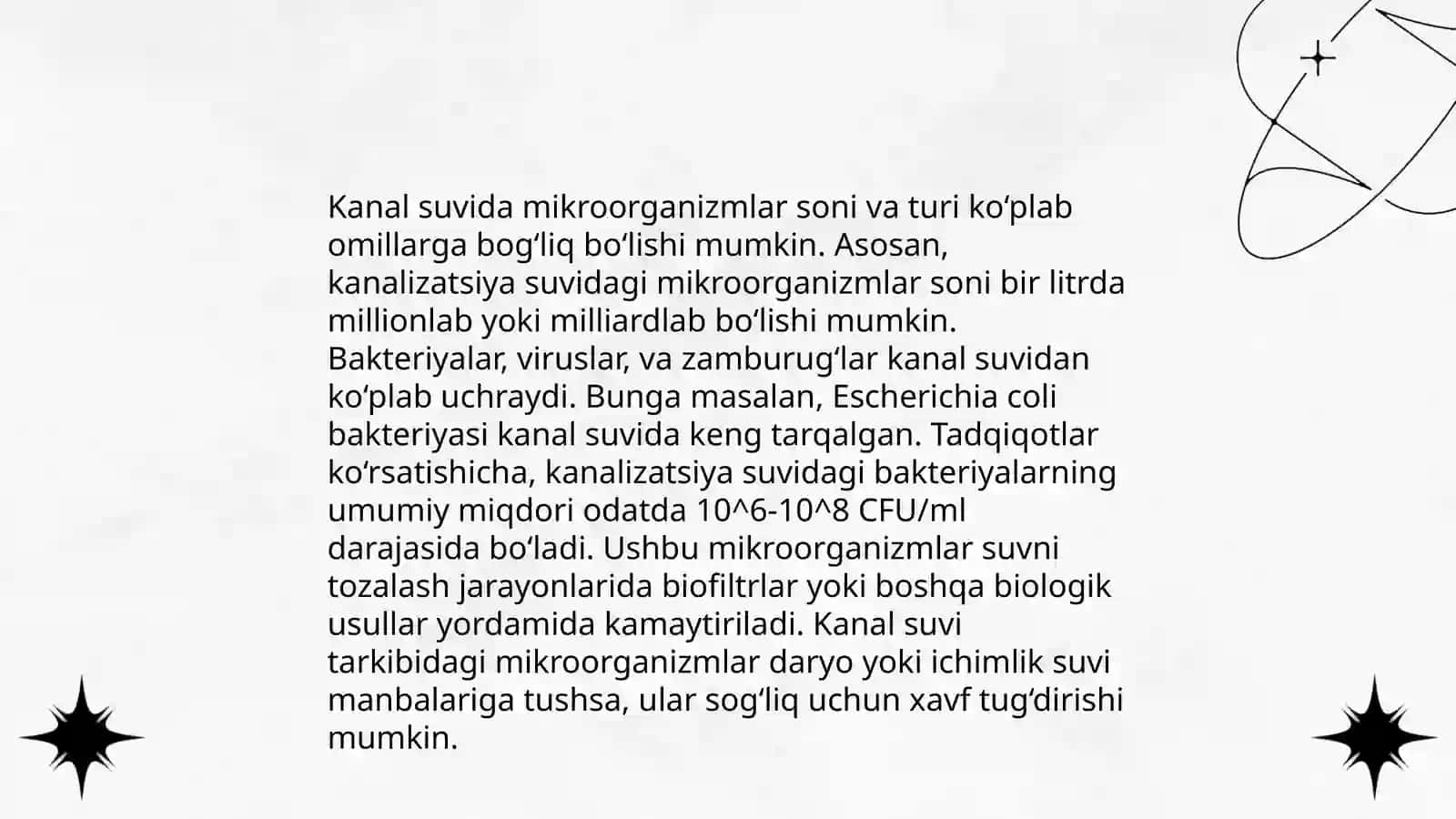 Ariq, Kanal, Daryo, Koʻl, Dengiz va okean suvlarida tarqalgan Mikroorganizmlar 4