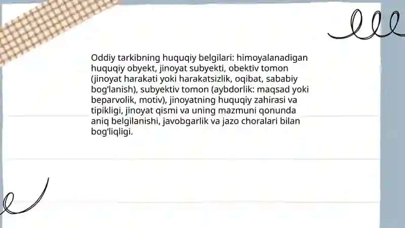 Oddiy tarkibli jinoyatlar tushunchasi turlari 4