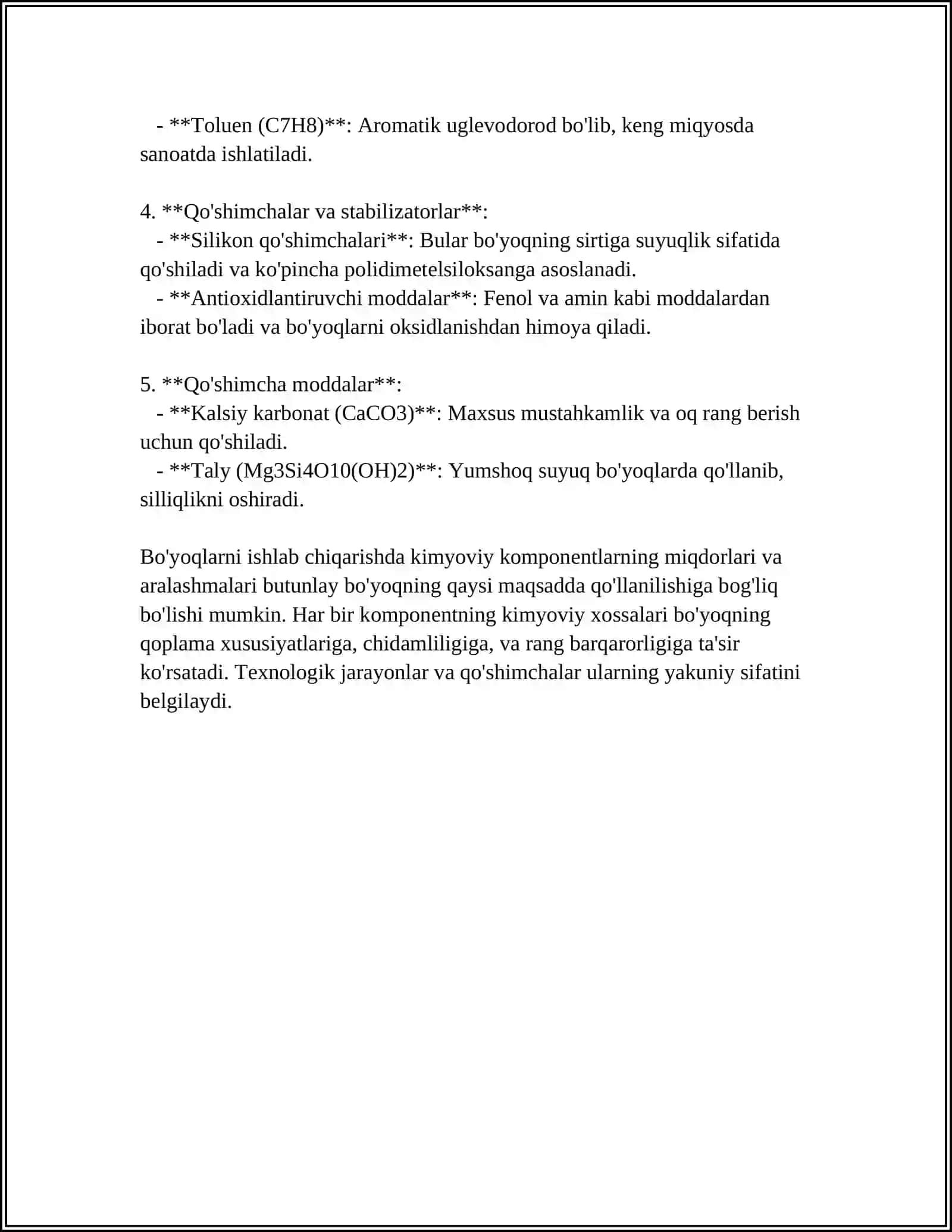 LAK BOʻYOQ MATERIALLARI OLISH TEXNOLOGIYASI 4