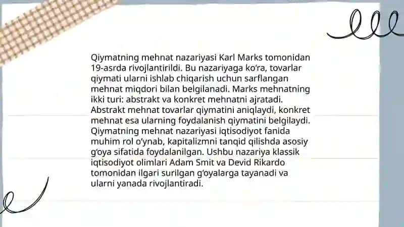 Qiymatning Mexnat Nazariyasi va Keyingi Qo'shilgan Miqdor Nafliligi Nazariyalari 4
