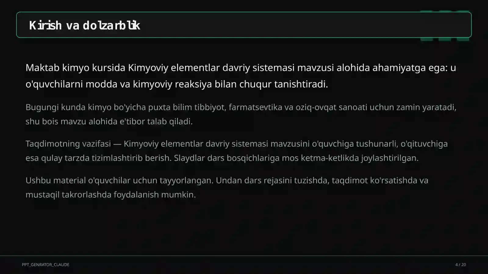 Kimyoviy elementlar davriy sistemasi (8-sinf) 4