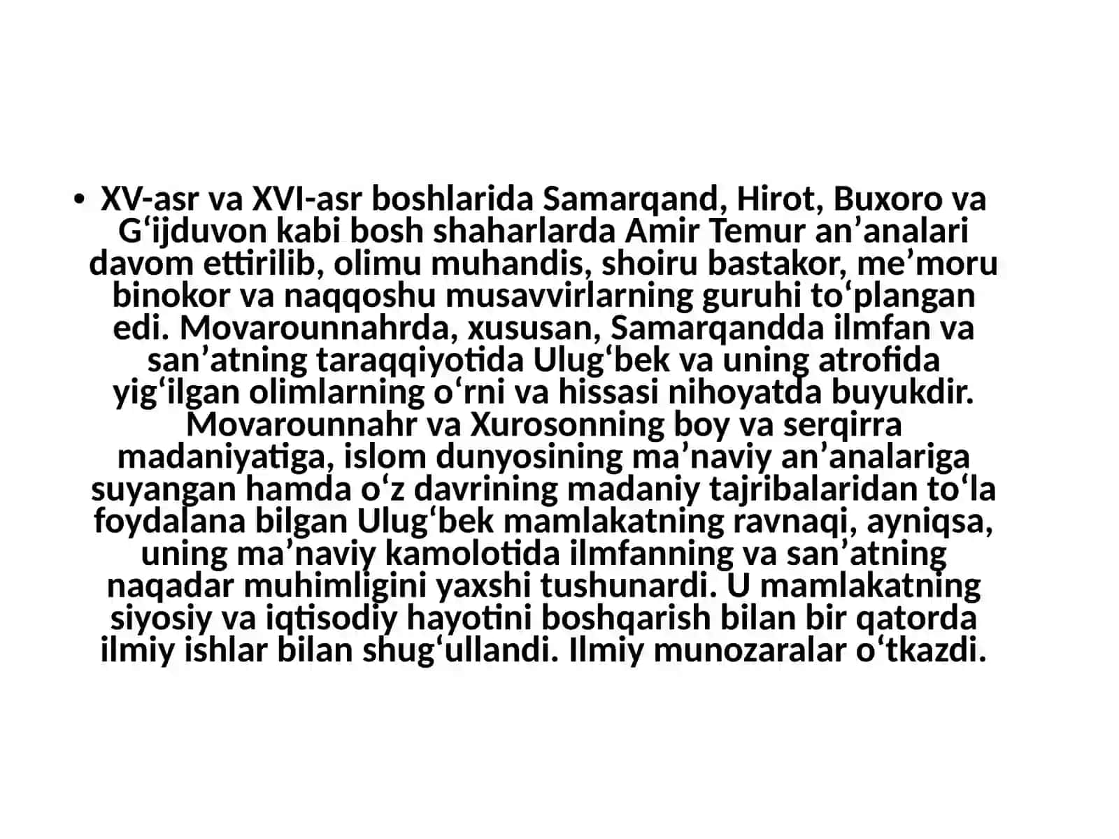 AMIRTEMUR DAVRIDA IJTIMOIY VA MA'DANIY SOHADAGI O'ZGARISHLAR 4