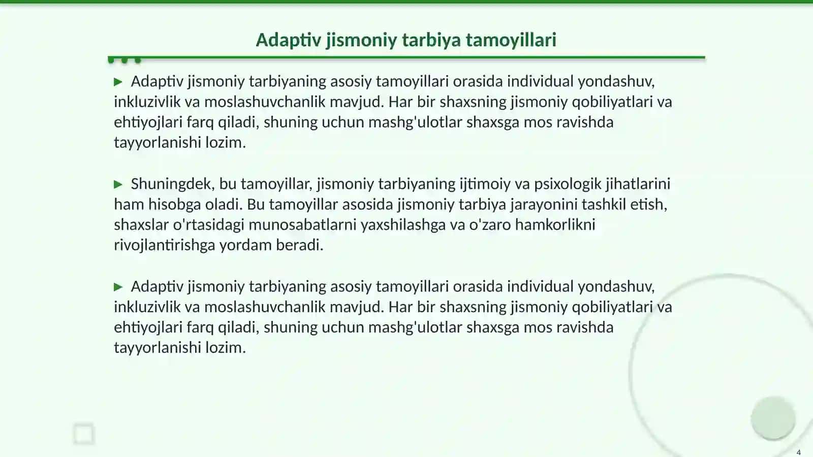 Adaptiv jismoniy tarbiya tamoyillari 4