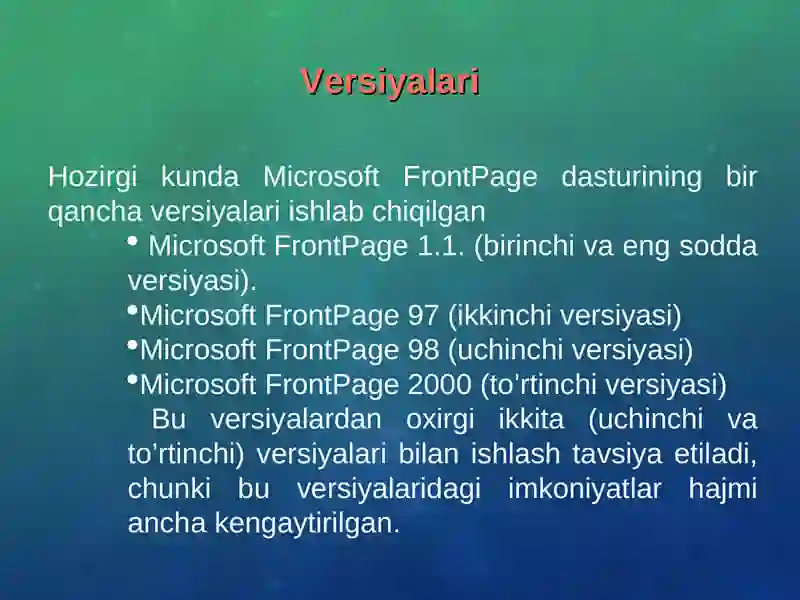 Microsoft FrontPage Express 4