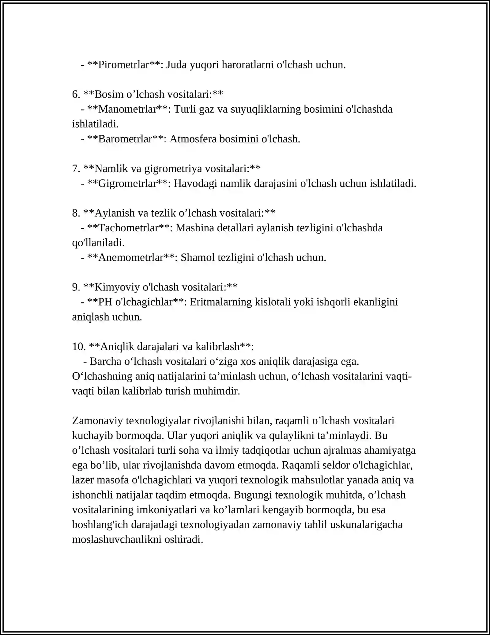 MUSTAQIL ISH: ÒLCHASH VOSITALARINI KALIBRLASH 4