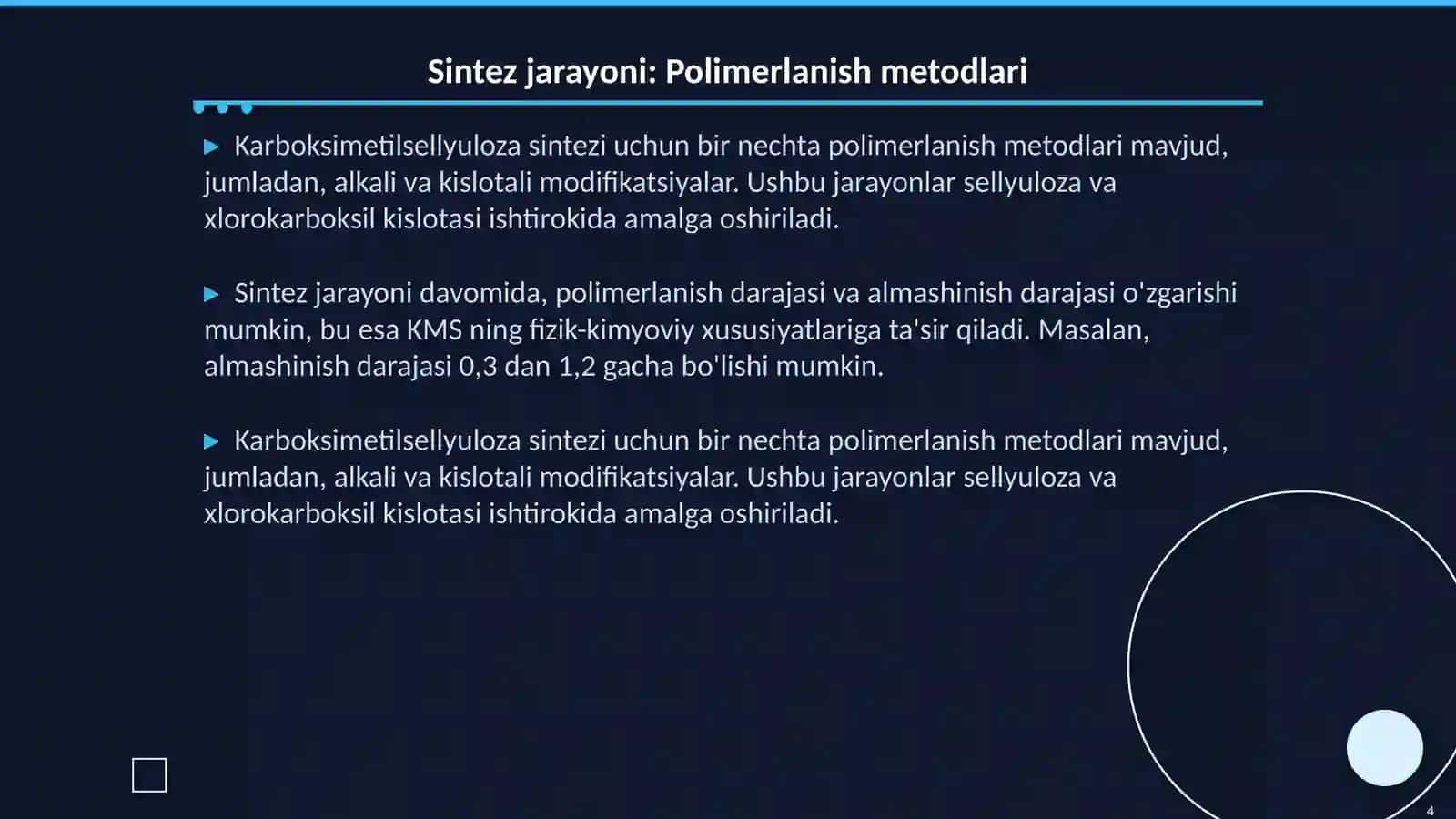 Karboksimetilsellyuloza sintezi va tozalash usullari 4